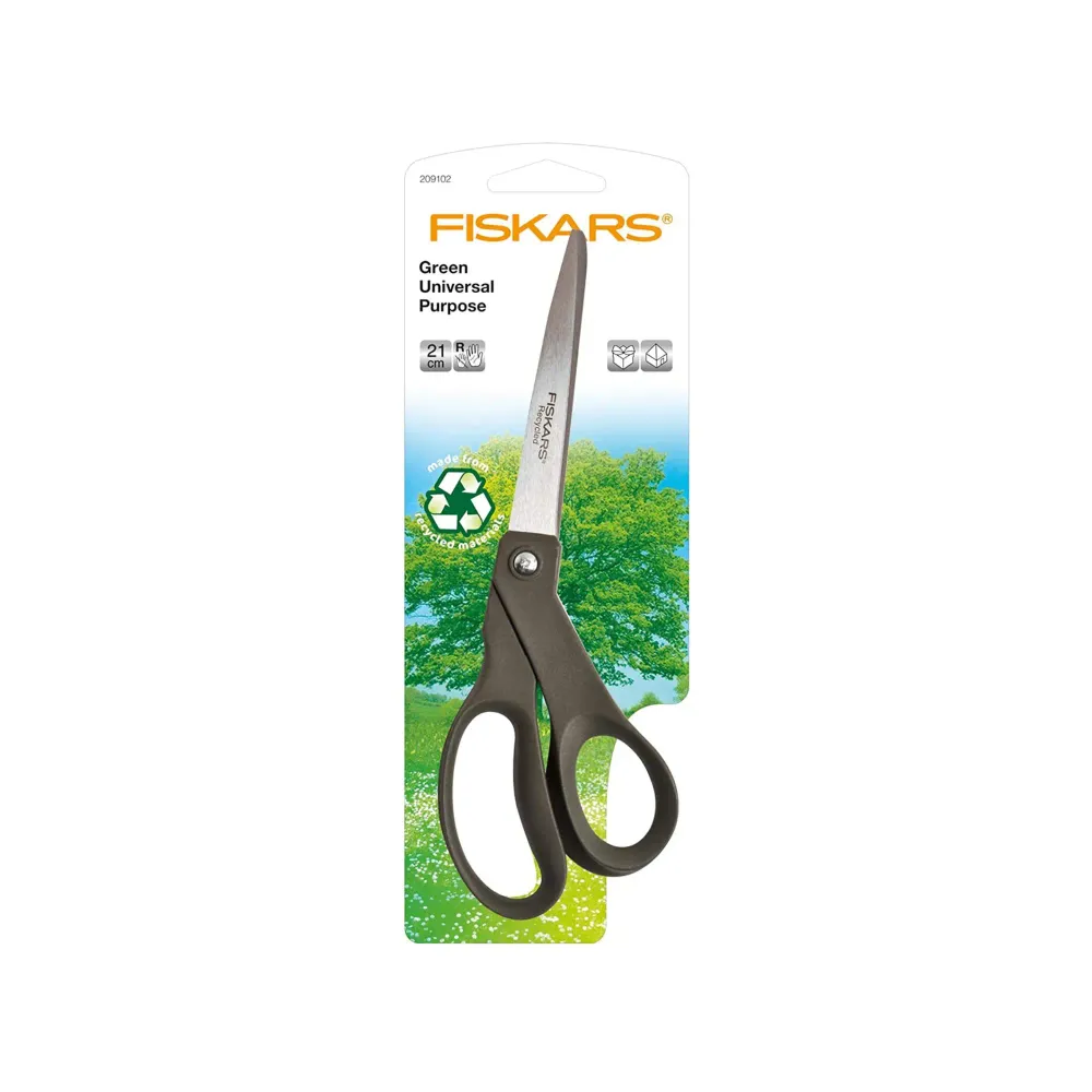 Ekologiczne, recyklingowe, praworęczne nożyczki uniwersalne - 21 cm - Fiskars