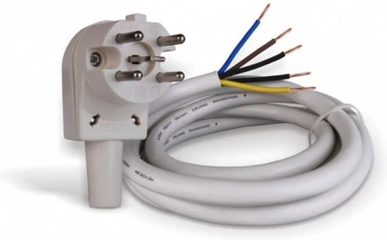 Wtyczka Perilex z bardzo grubym kablem połączeniowym, 5x2,5 mm, 3 metry BIAŁ indukcja, ceramika, piekarnik MDR LED®