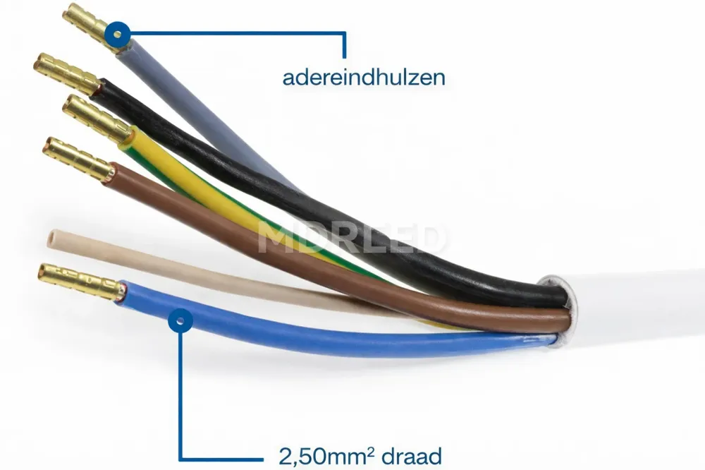 Wtyczka Perilex z bardzo grubym kablem połączeniowym, 5x2,5 mm, 3 metry BIAŁ indukcja, ceramika, piekarnik MDR LED®