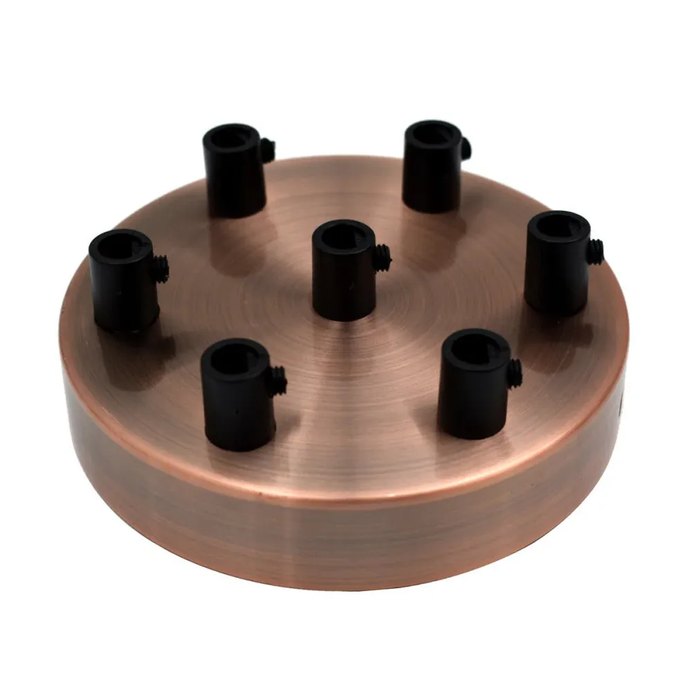 7 Hole Copper Ceiling Rose Black Drop Pendant 120x25mm~2877