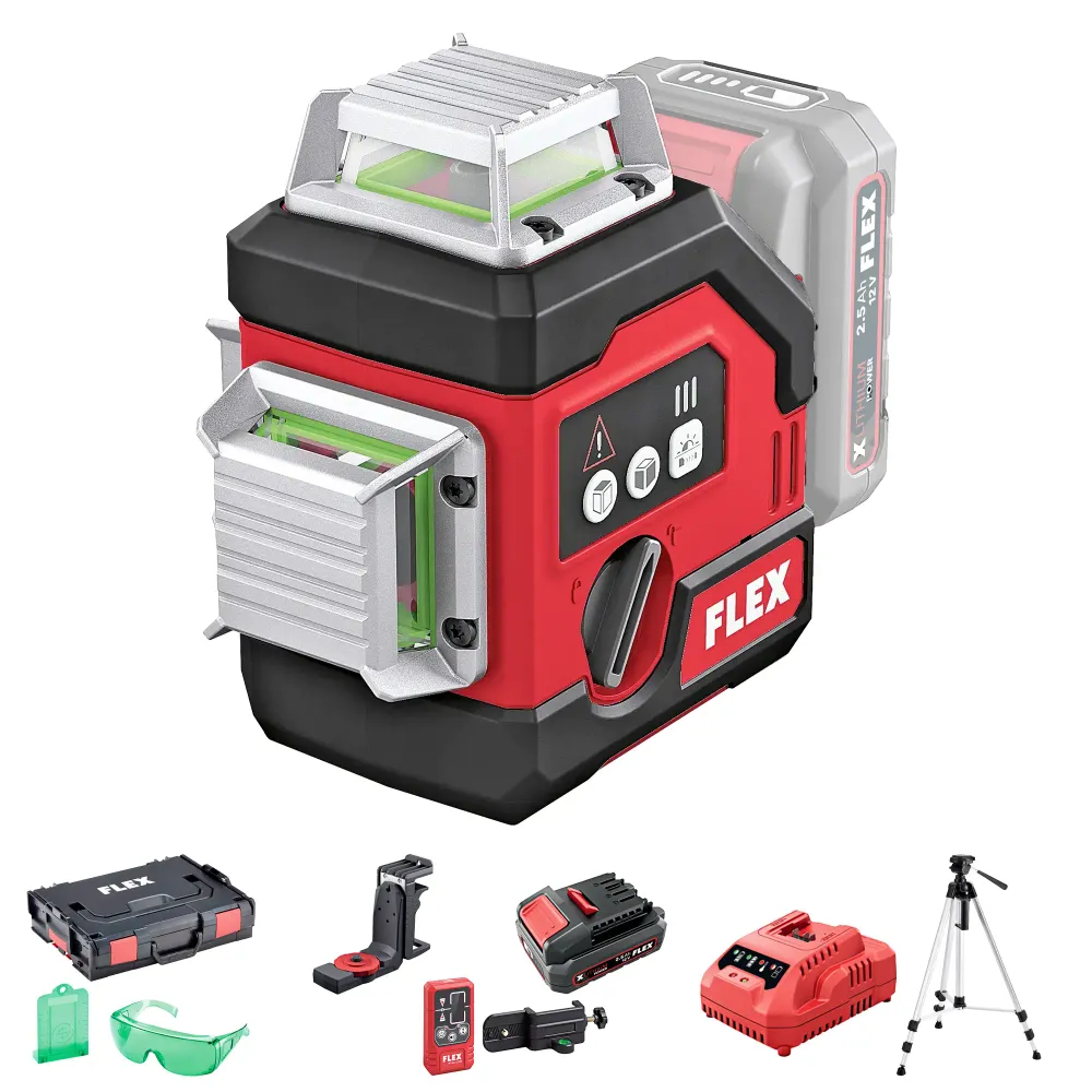 Zestaw lasera krzyżowego Flex ALC 3/360-G/R 12 V 2,5 Ah
