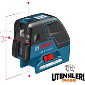 Poziomica laserowa Bosch GCL 25 z czerwoną wiązką, 5 punktów, 2 linie krzyżowe