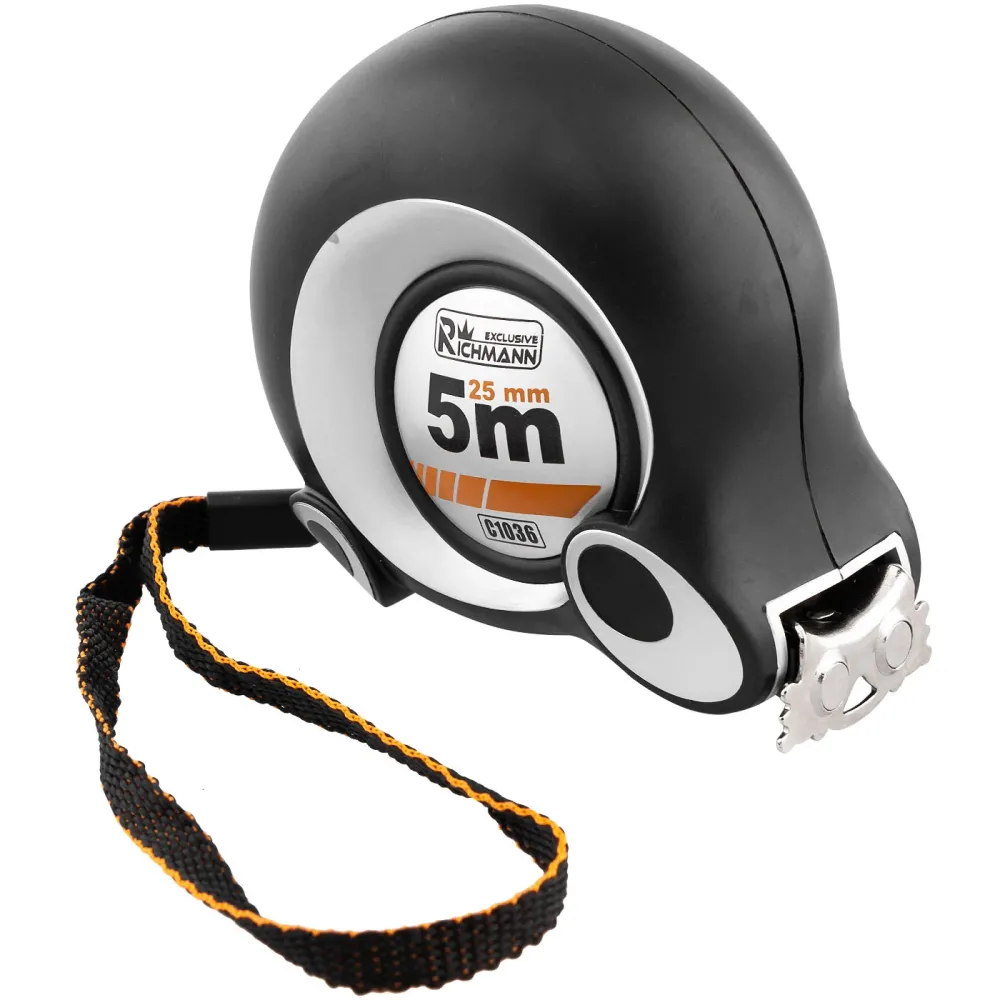 Miara ergonomiczna zwijana magnes 5 m/25 mm nylon | C1036