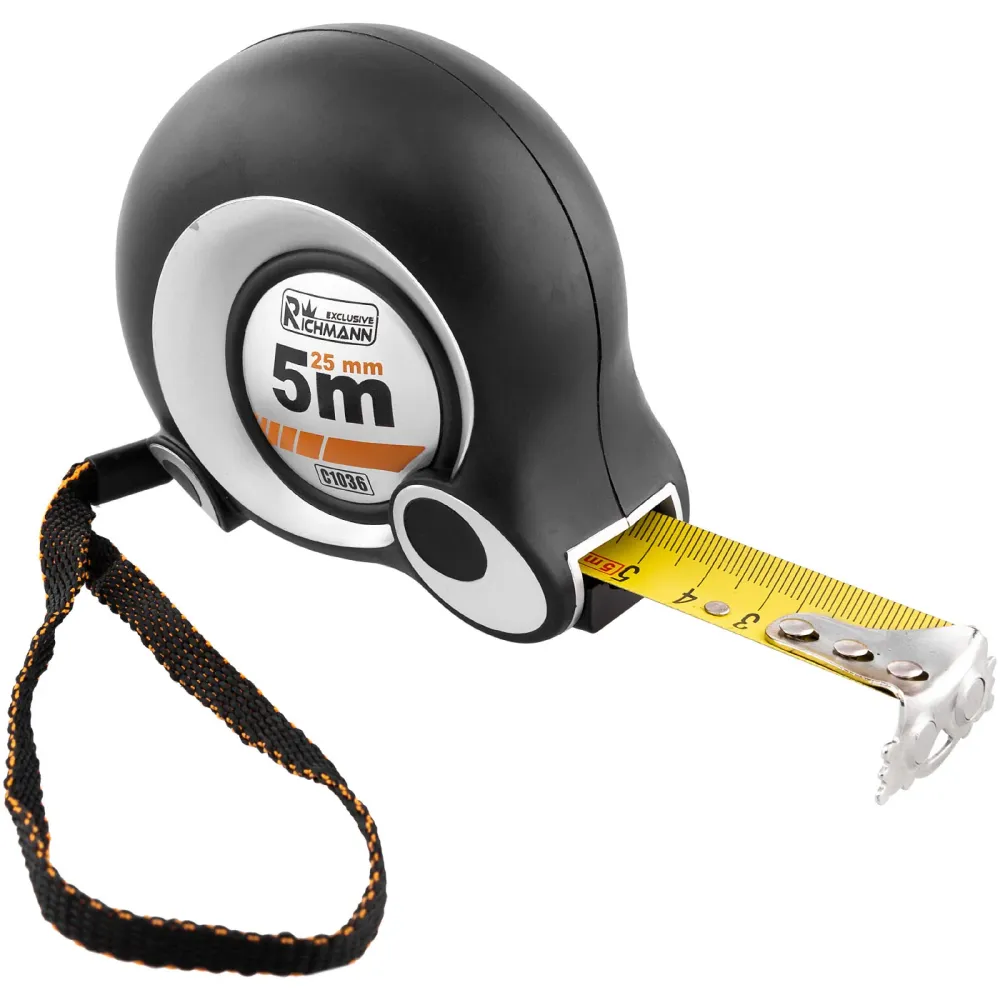 Miara ergonomiczna zwijana magnes 5 m/25 mm nylon | C1036