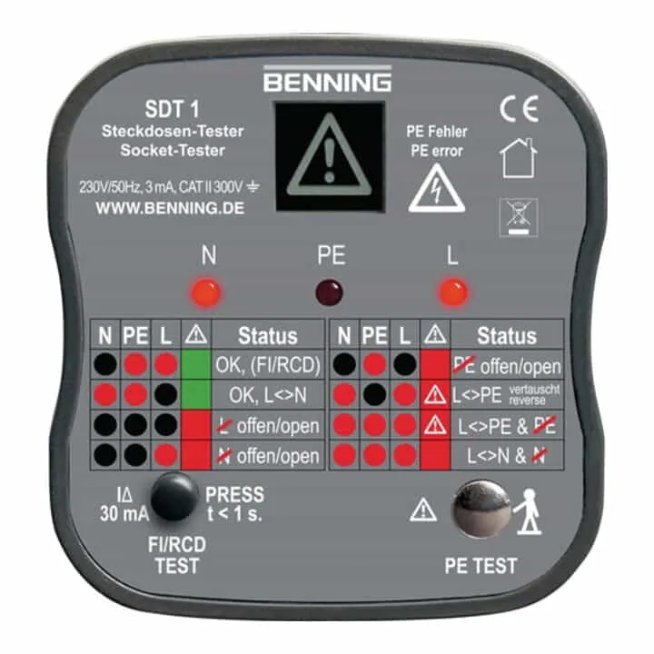BENNING SDT 1 tester gniazd do testowania gniazd ze stykiem uziemiającym ( 4000828811 )