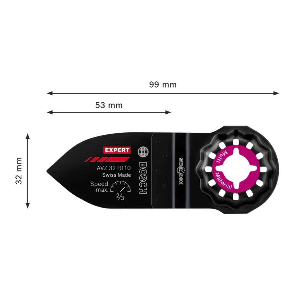 Bosch Expert AVZ 32 RT10 Palec szlifierski Starlock 32 x 50 mm ( 2608900039 ) Technologia węglikowa do narzędzi wielofunkc...