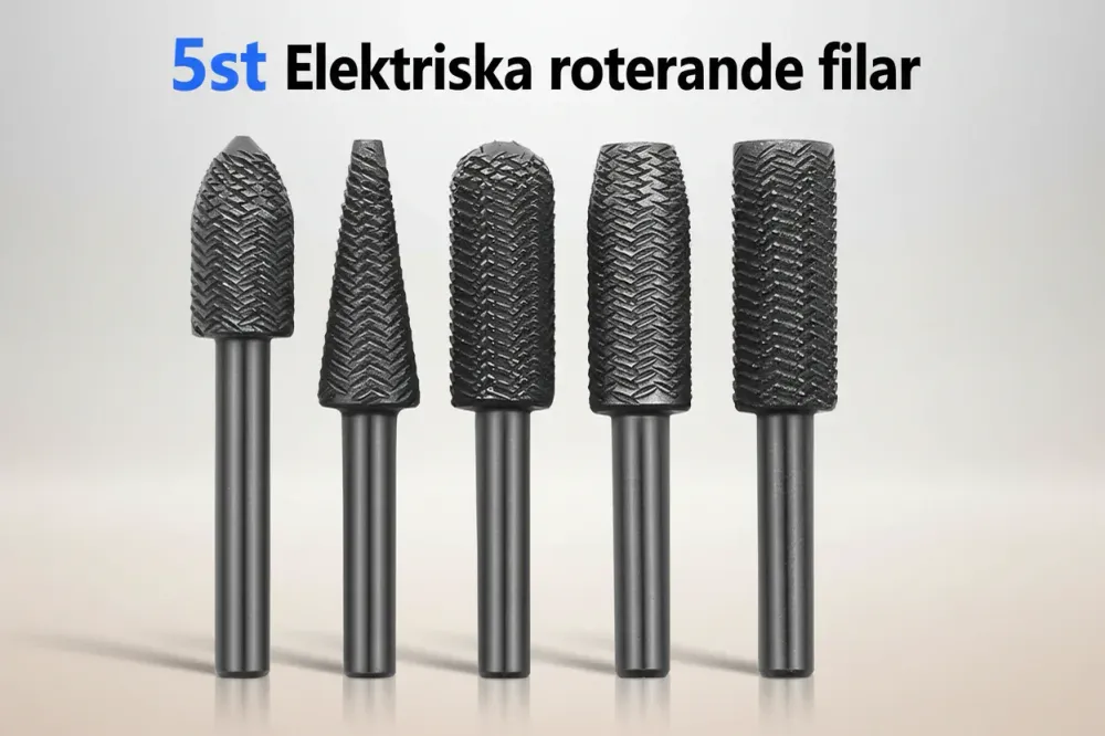 Zestaw 5 pilników obrotowych z trzonkiem stalowym 6 mm - DAZZLEEX, podwójny nóż do metalu i drewna