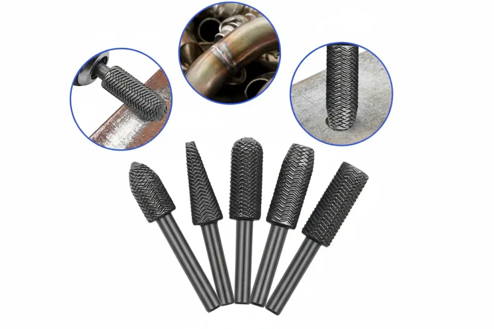 Zestaw 5 pilników obrotowych z trzonkiem stalowym 6 mm - DAZZLEEX, podwójny nóż do metalu i drewna