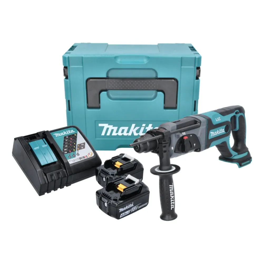 Akumulatorowa młotowiertarka Makita DHR 241 RMJ 18 V 2,0 J SDS plus + 2x akumulator 4,0 Ah + ładowarka + Makpac
