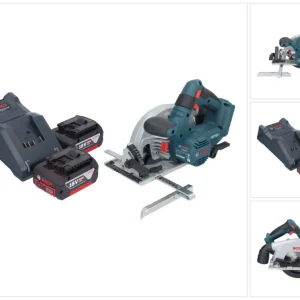 Akumulatorowa pilarka tarczowa Bosch GKS 18V-57-2 Professional 18 V 165 mm bezszczotkowa + 2x akumulator 4,0 Ah + ładowarka