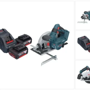 Akumulatorowa pilarka tarczowa Bosch GKS 18V-57-2 Professional 18 V 165 mm bezszczotkowa + 2x akumulator 5,0 Ah + ładowarka
