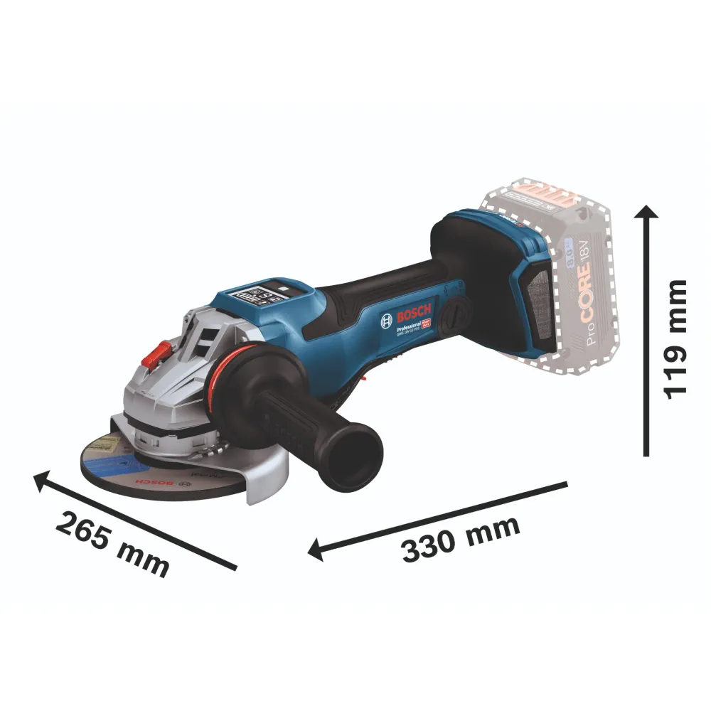 Akumulatorowa szlifierka kątowa Bosch GWS 18V-15 PSC Professional 18 V 125 mm BITURBO Brushless + 2x akumulator ProCORE 4,...