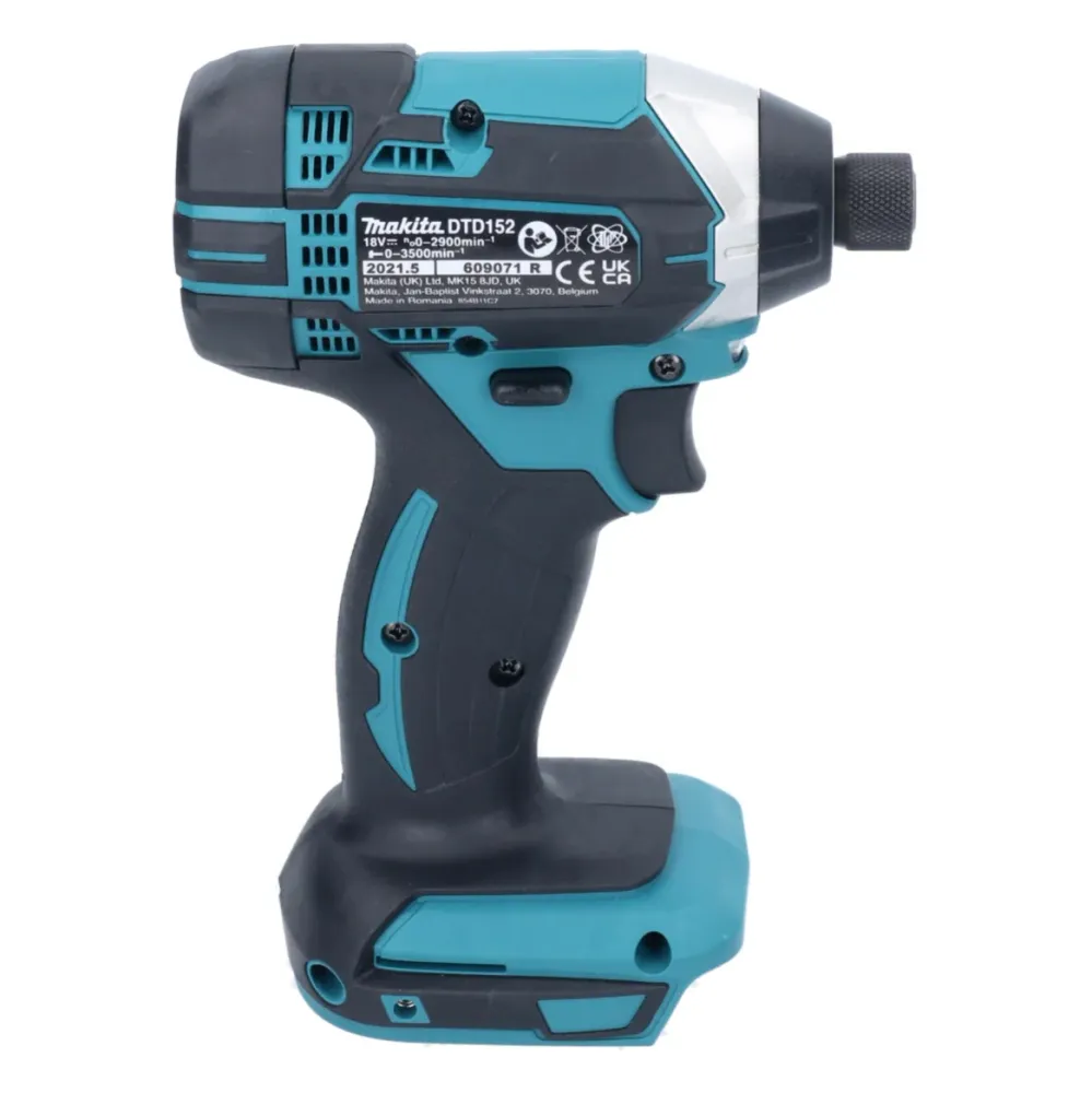 Akumulatorowa wkrętarka udarowa Makita DTD 152 Z (18 V 165 Nm 1/4") z walizką + zestaw bitów i wierteł WellCut 101 szt.