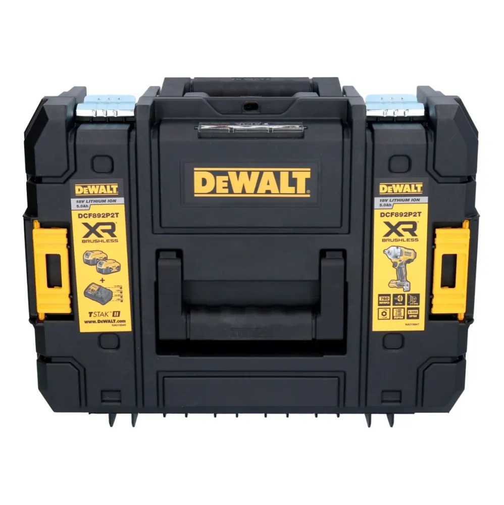 Akumulatorowy klucz udarowy DeWalt DCF 892 D2T 18 V 813 Nm 1/2" bezszczotkowy + 2x akumulator 2,0 Ah + ładowarka + TSTAK