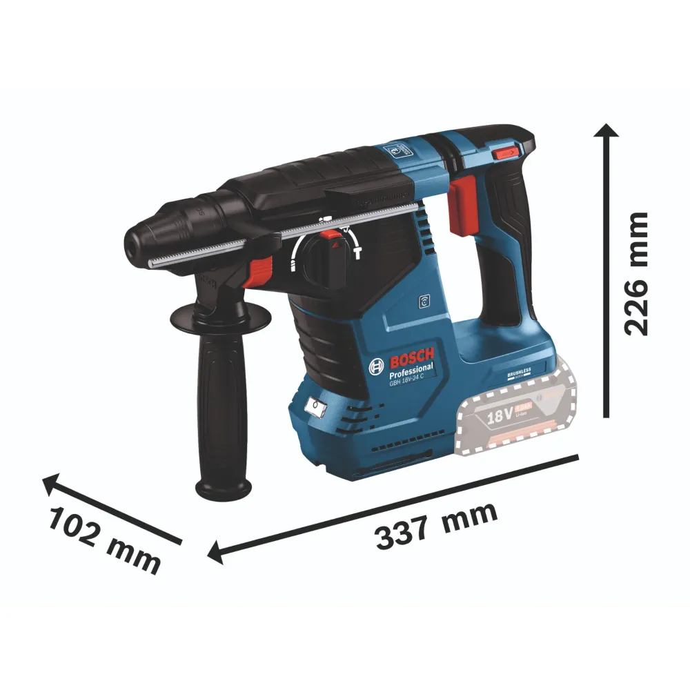 Bosch GBH 18V-24 C Profesjonalny akumulatorowy młot udarowo-obrotowy 18 V 2,4 J bezszczotkowy SDS plus + 1x akumulator 5,0...