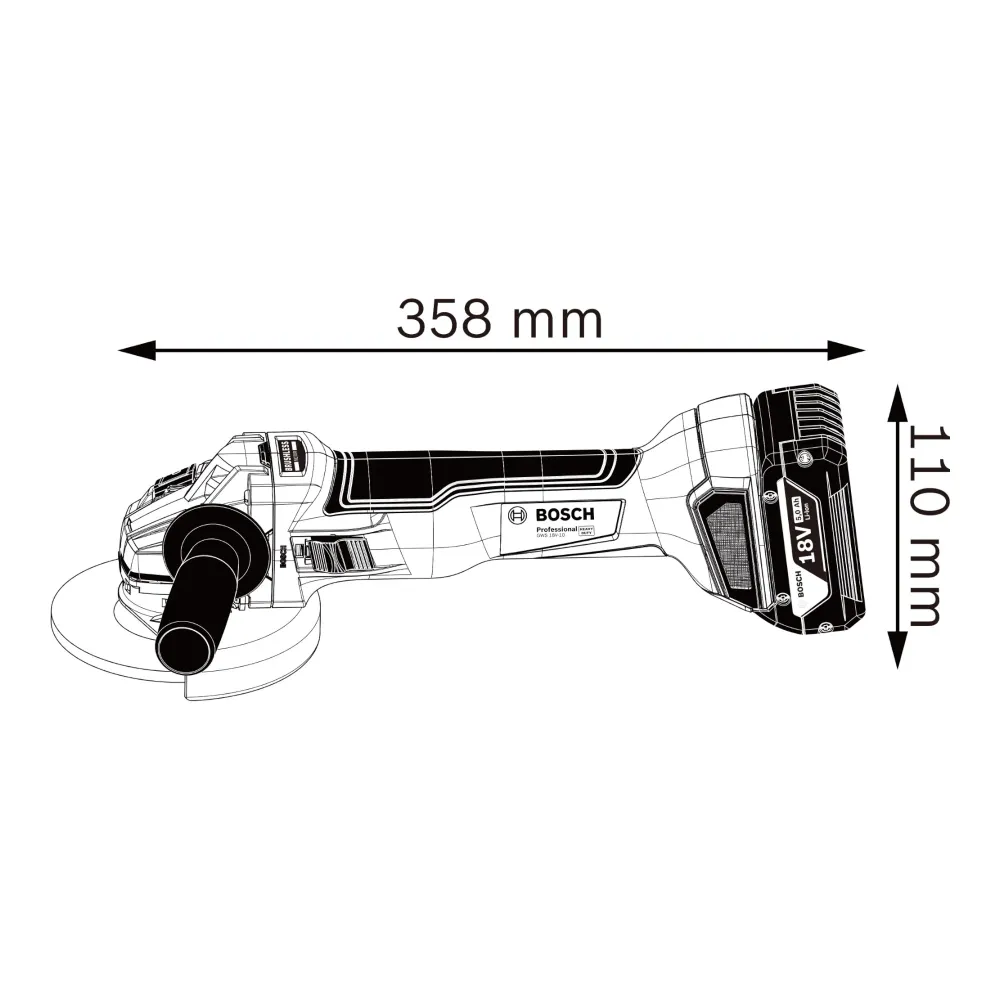 Bosch GWS 18V-10 Professional akumulatorowa szlifierka kątowa 18 V 125 mm bezszczotkowa ( 06019J4002 ) Solo - bez akumulat...