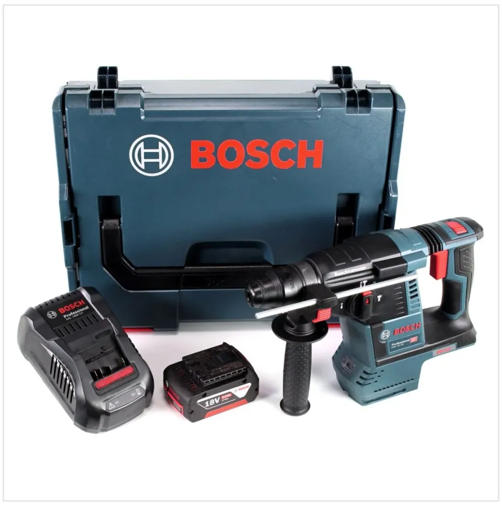 Akumulatorowa młotowiertarka Bosch GBH 18V-26 18V 2,6J bezszczotkowa SDS-Plus + 1x akumulator 5,0Ah + ładowarka + L-Boxx B...