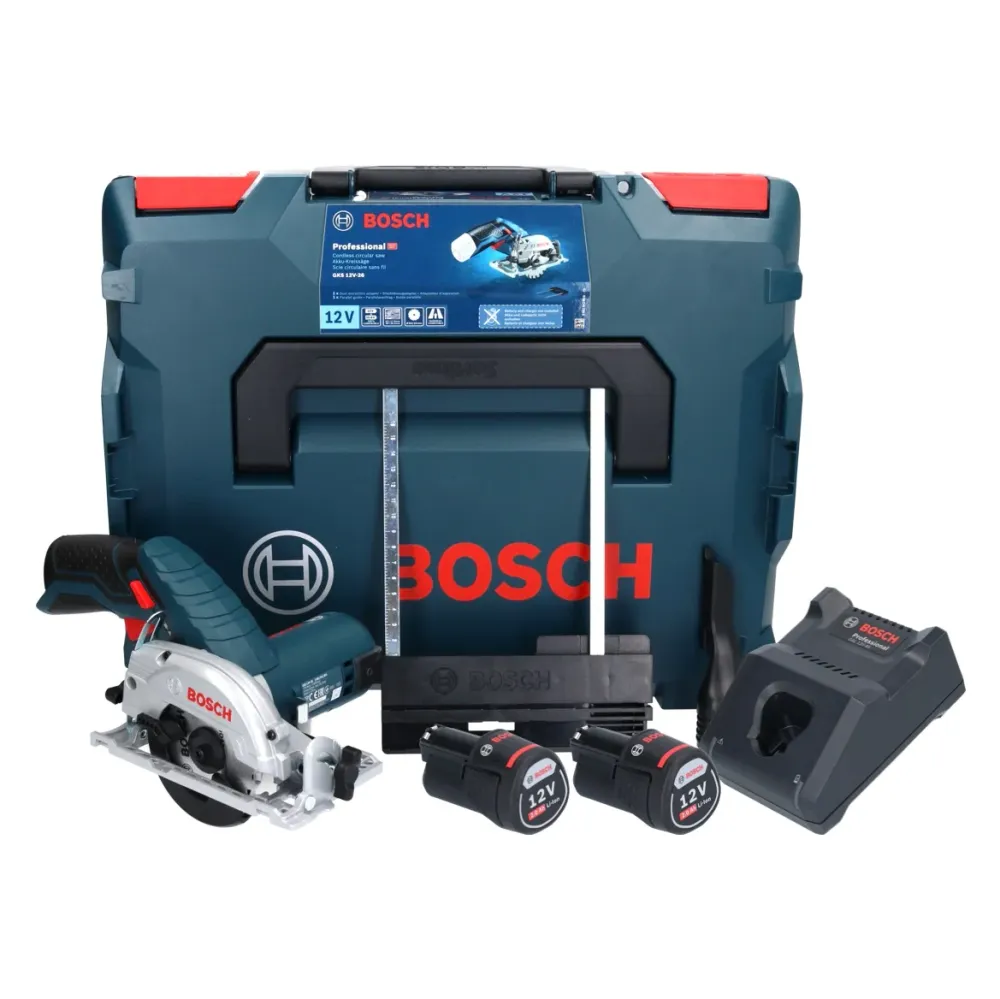 Akumulatorowa pilarka tarczowa Bosch GKS 12V-26 Professional 12 V 85 mm + 2x akumulator 2,0 Ah + ładowarka + L-Boxx Bosch...