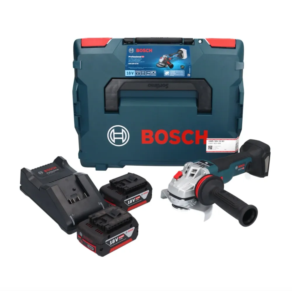 Akumulatorowa szlifierka kątowa Bosch GWS 18V-10 SC 18 V 125 mm bezszczotkowa + 2x akumulator 5,0 Ah + ładowarka + L-Boxx...