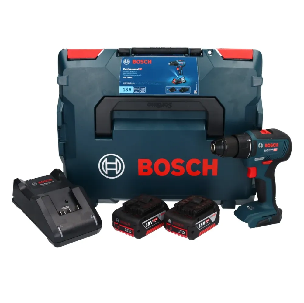 Akumulatorowa wiertarko-wkrętarka Bosch GSR 18V-55 18 V 55 Nm bezszczotkowa + 2x akumulator 5,0 Ah + ładowarka + L-Boxx Bo...