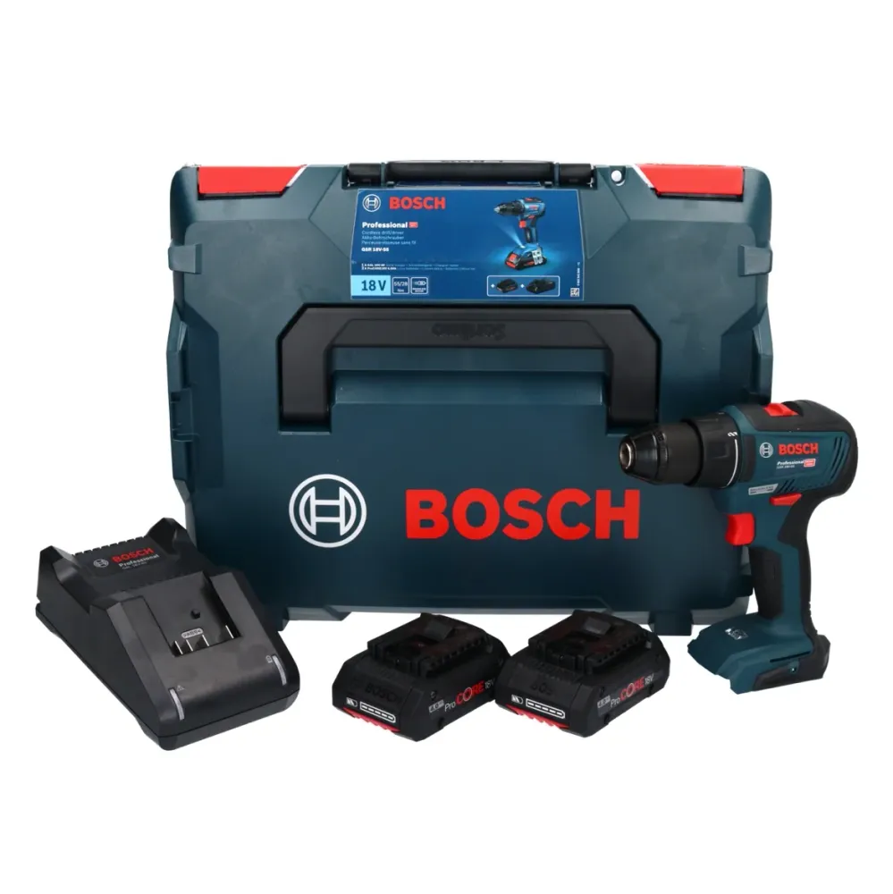 Akumulatorowa wiertarko-wkrętarka Bosch GSR 18V-55 18 V 55 Nm bezszczotkowa ( 06019H5204 ) + 2x akumulator ProCORE 4,0 Ah...