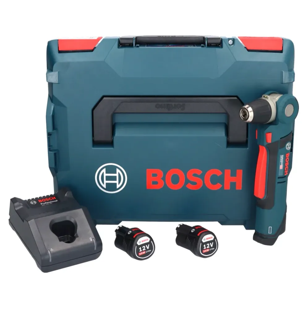 Akumulatorowa wiertarko-wkrętarka kątowa Bosch Professional GWB 12V-10 12 V + 2x akumulator 2,0 Ah + ładowarka + L-Boxx (...