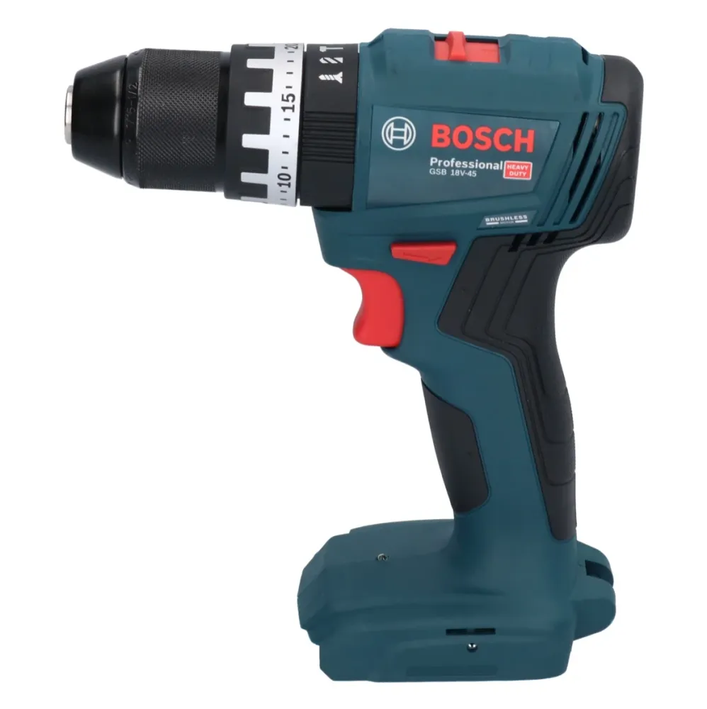 Akumulatorowa wiertarko-wkrętarka udarowa Bosch GSB 18V-45 18 V 45 Nm bezszczotkowa + 2x akumulator 2,0 Ah + ładowarka + L...