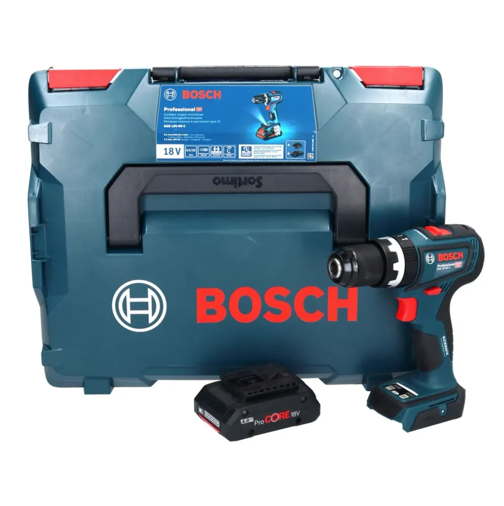 Akumulatorowa wiertarko-wkrętarka udarowa Bosch GSB 18V-90 C Professional 18 V 64 Nm bezszczotkowa + 1x akumulator ProCORE...