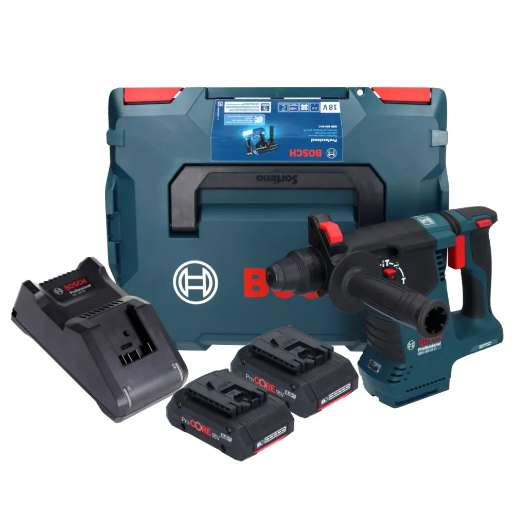 Akumulatorowy młot udarowo-obrotowy Bosch GBH 18V-24 C Professional 18 V 2,4 J bezszczotkowy SDS plus + 2x akumulator ProC...
