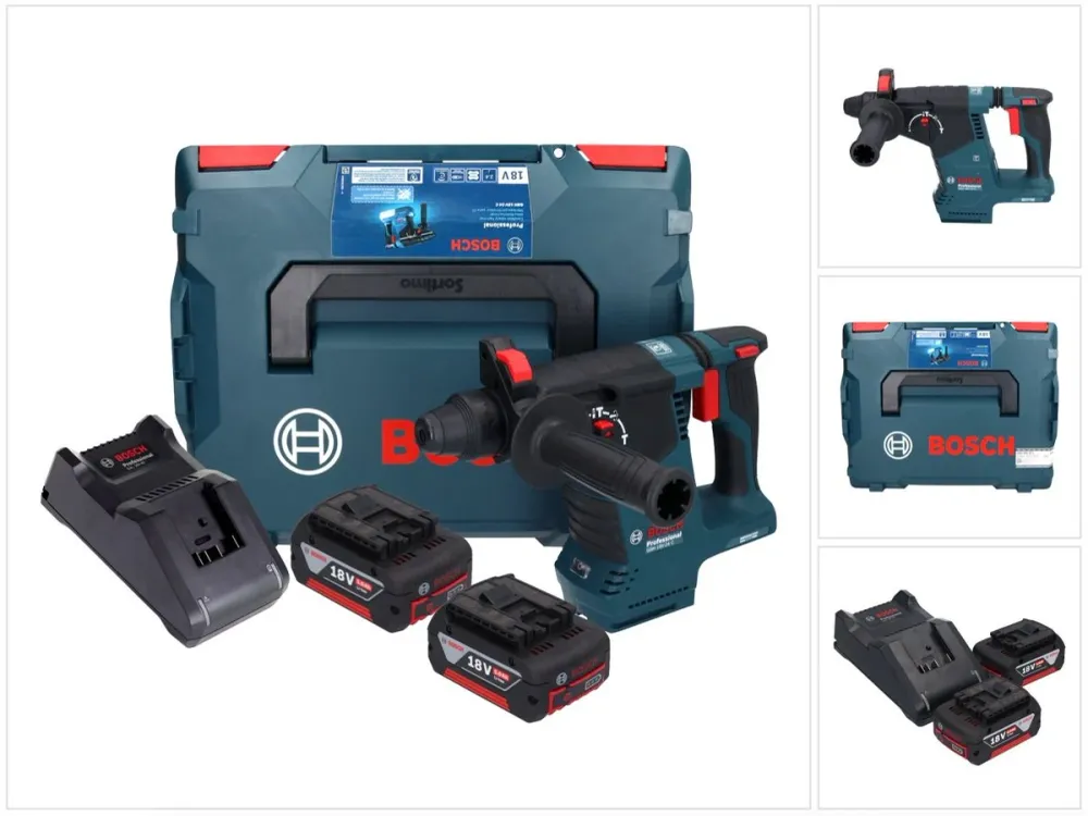 Bosch GBH 18V-24 C Profesjonalny akumulatorowy młot udarowo-obrotowy 18 V 2,4 J bezszczotkowy SDS plus + 2x akumulator 5,0...