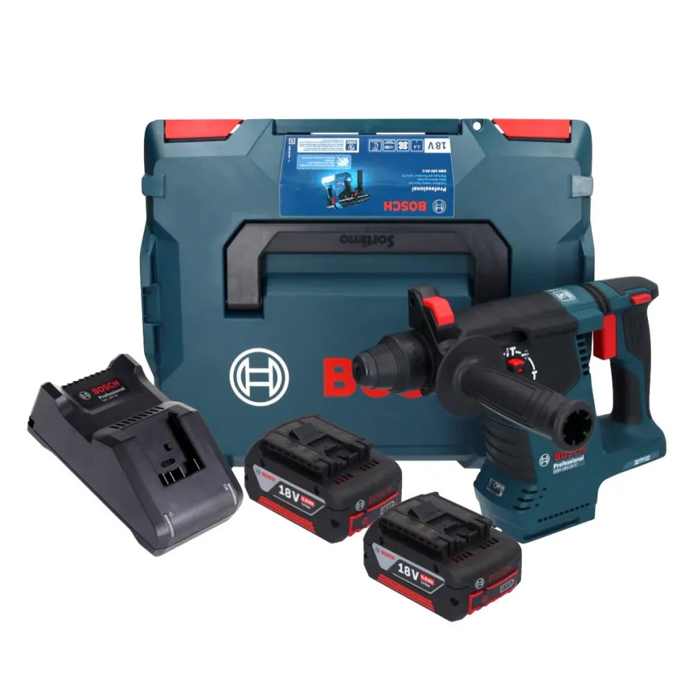 Bosch GBH 18V-24 C Profesjonalny akumulatorowy młot udarowo-obrotowy 18 V 2,4 J bezszczotkowy SDS plus + 2x akumulator 5,0...