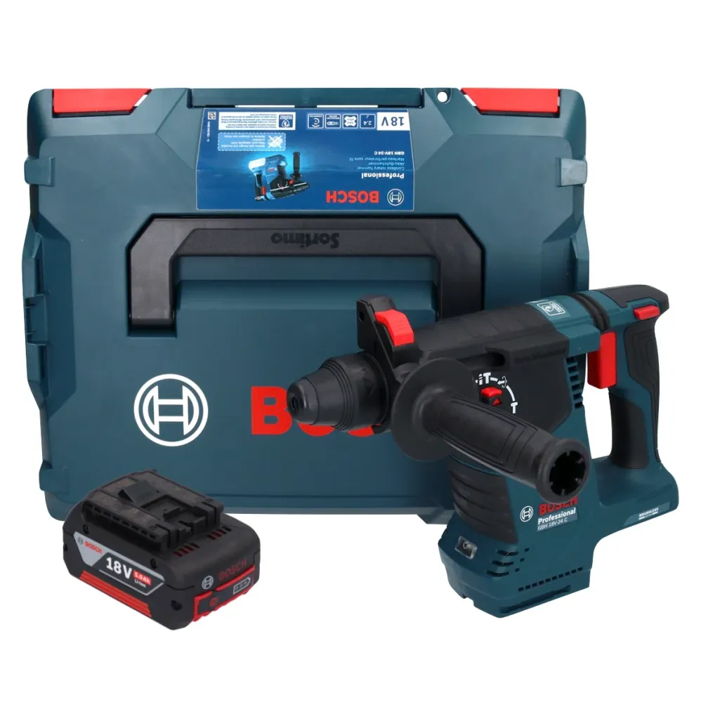 Bosch GBH 18V-24 C Profesjonalny akumulatorowy młot udarowo-obrotowy 18 V 2,4 J bezszczotkowy SDS plus + 1x akumulator 5,0...