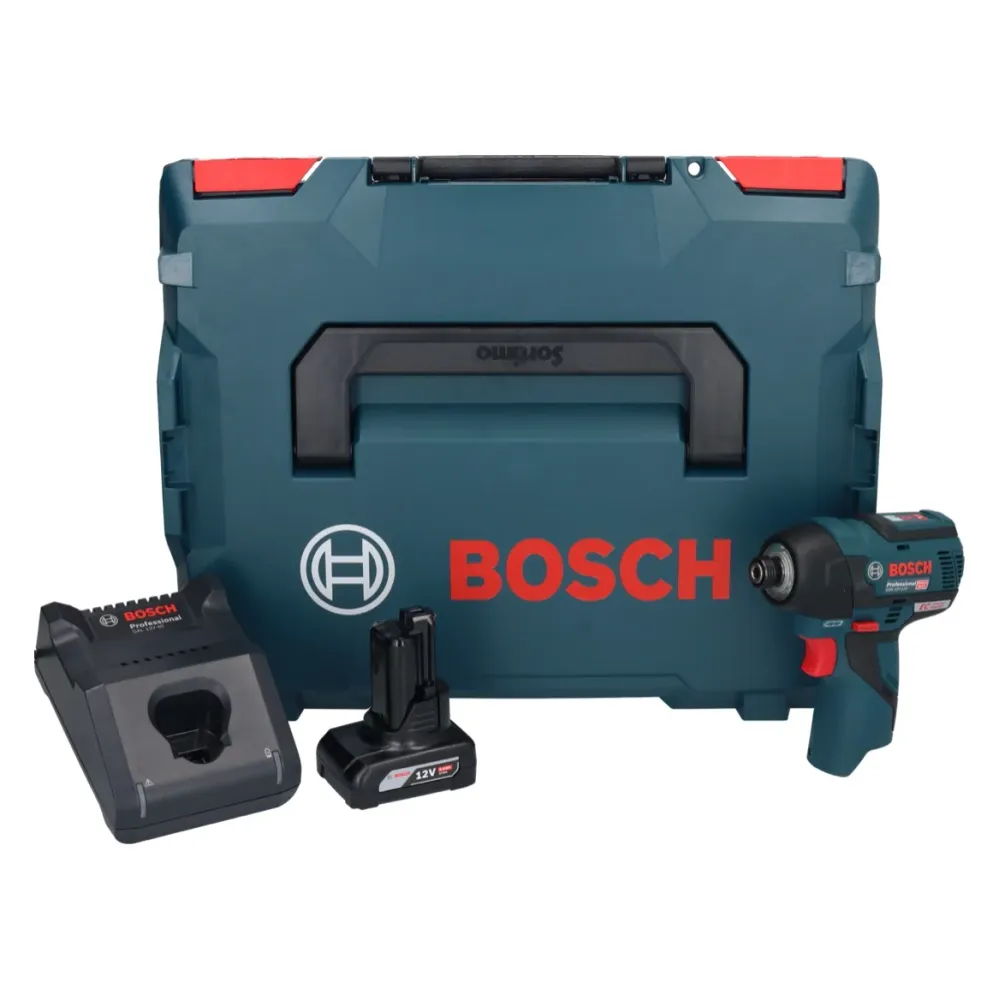Bosch GDR 12V-110 Profesjonalny akumulatorowy klucz udarowy 12 V 110 Nm 1/4" bezszczotkowy + 1x akumulator 6,0 Ah + ładowa...