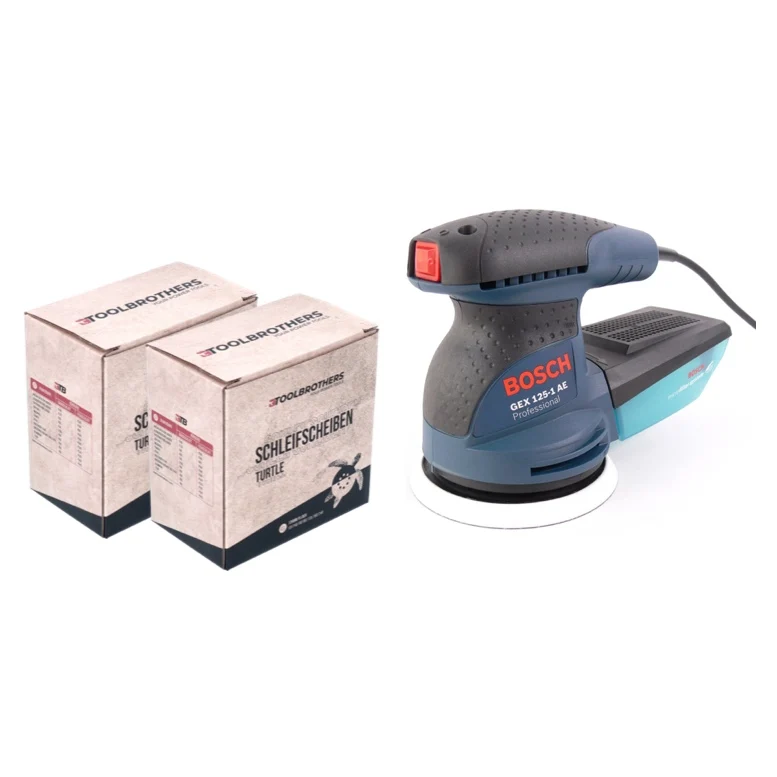 Bosch GEX 125-1 AE Szlifierka mimośrodowa 250 W 125 mm ( 0601387500 ) + 2x zestaw szlifierski Toolbrothers TURTLE Bosch Pr...