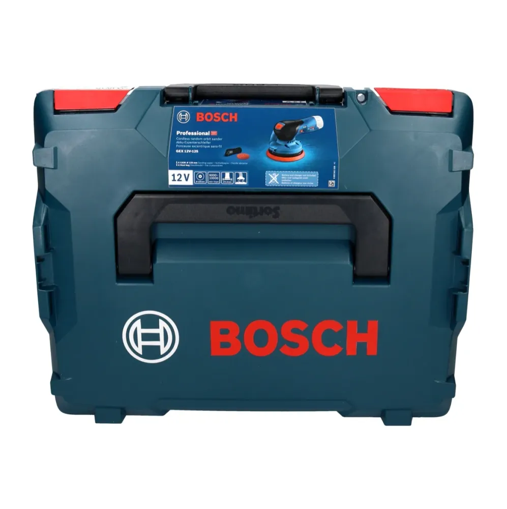 Bosch GEX 12V-125 Profesjonalna akumulatorowa szlifierka oscylacyjna bezszczotkowa 12 V 125 mm + 1x akumulator 3,0 Ah + ła...