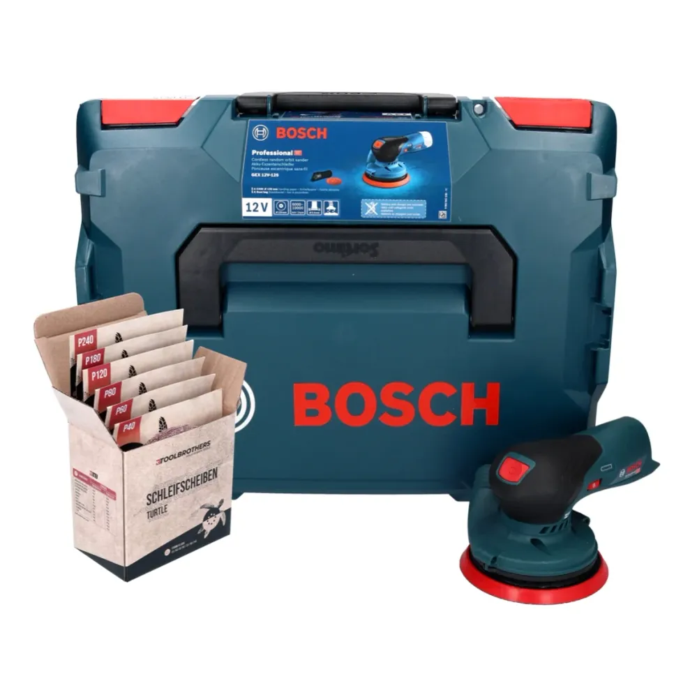 Bosch GEX 12V-125 Professional akumulatorowa szlifierka oscylacyjna bezszczotkowa 12 V 125 mm + L-Boxx ( 0601372100 ) + ze...