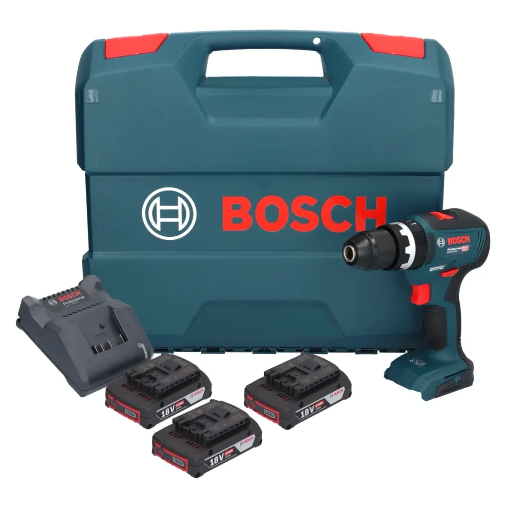 Bosch GSB 18V-55 Profesjonalna akumulatorowa wiertarko-wkrętarka udarowa 18 V 55 Nm bezszczotkowa ( 0615990M5V ) + 3x akum...