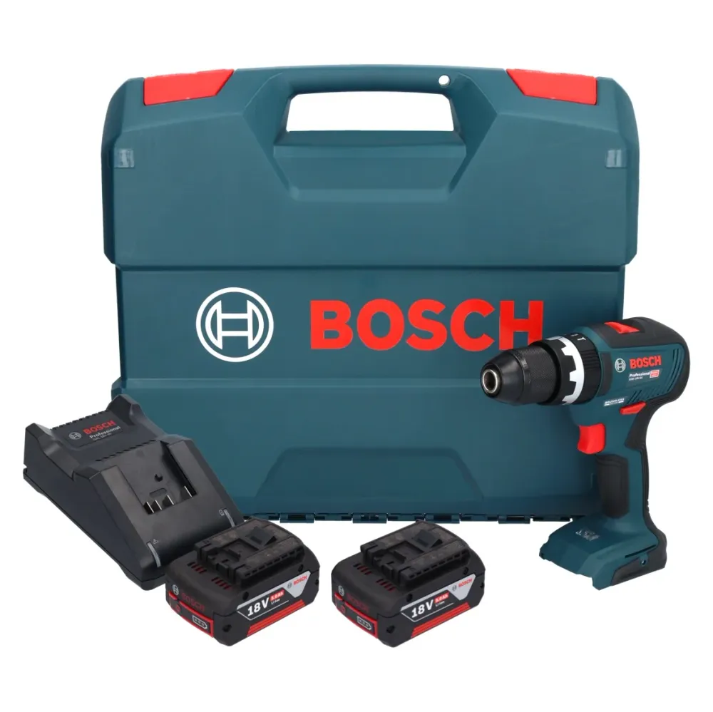 Bosch GSB 18V-55 Profesjonalna akumulatorowa wiertarko-wkrętarka udarowa 18 V 55 Nm bezszczotkowa + 2x akumulator 5,0 Ah +...