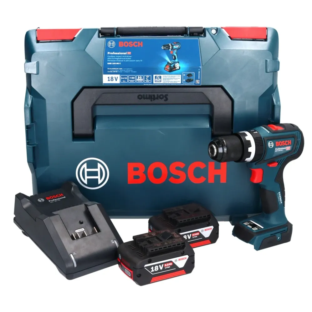 Bosch GSB 18V-90 C Profesjonalna akumulatorowa wiertarko-wkrętarka udarowa 18 V 64 Nm ( 06019K6106 ) Bezszczotkowa + 2x ak...