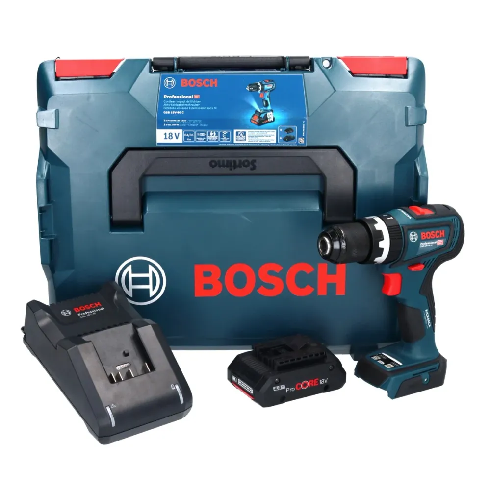 Bosch GSB 18V-90 C Profesjonalna akumulatorowa wiertarko-wkrętarka udarowa 18 V 64 Nm bezszczotkowa + 1x akumulator ProCOR...