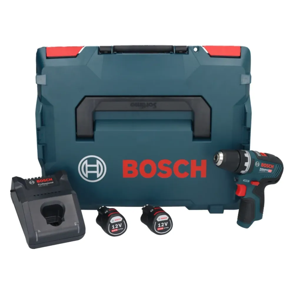 Bosch GSR 12V-35 Profesjonalna akumulatorowa wiertarko-wkrętarka 12 V 35 Nm bezszczotkowa + 2x akumulator 2,0 Ah + ładowar...