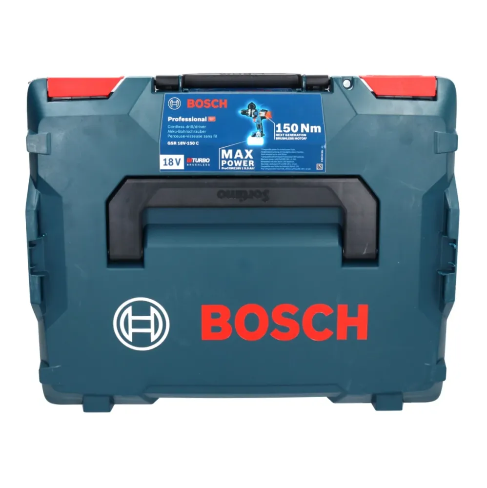 Bosch GSR 18V-150 C Profesjonalna akumulatorowa wiertarko-wkrętarka 18 V 150 Nm Biturbo Brushless + 1x akumulator 5,0 Ah +...