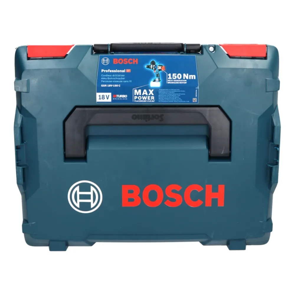 Bosch GSR 18V-150 C Profesjonalna akumulatorowa wiertarko-wkrętarka 18 V 150 Nm Biturbo Brushless + 2x akumulator 5,0 Ah +...