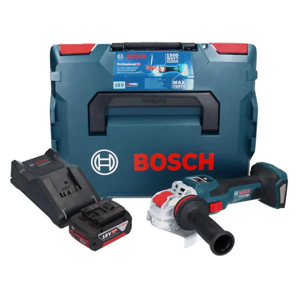 Bosch GWX 18V-15 SC Profesjonalna akumulatorowa szlifierka kątowa 18 V 125 mm BITURBO X-LOCK + 1x akumulator 5,0 Ah + łado...