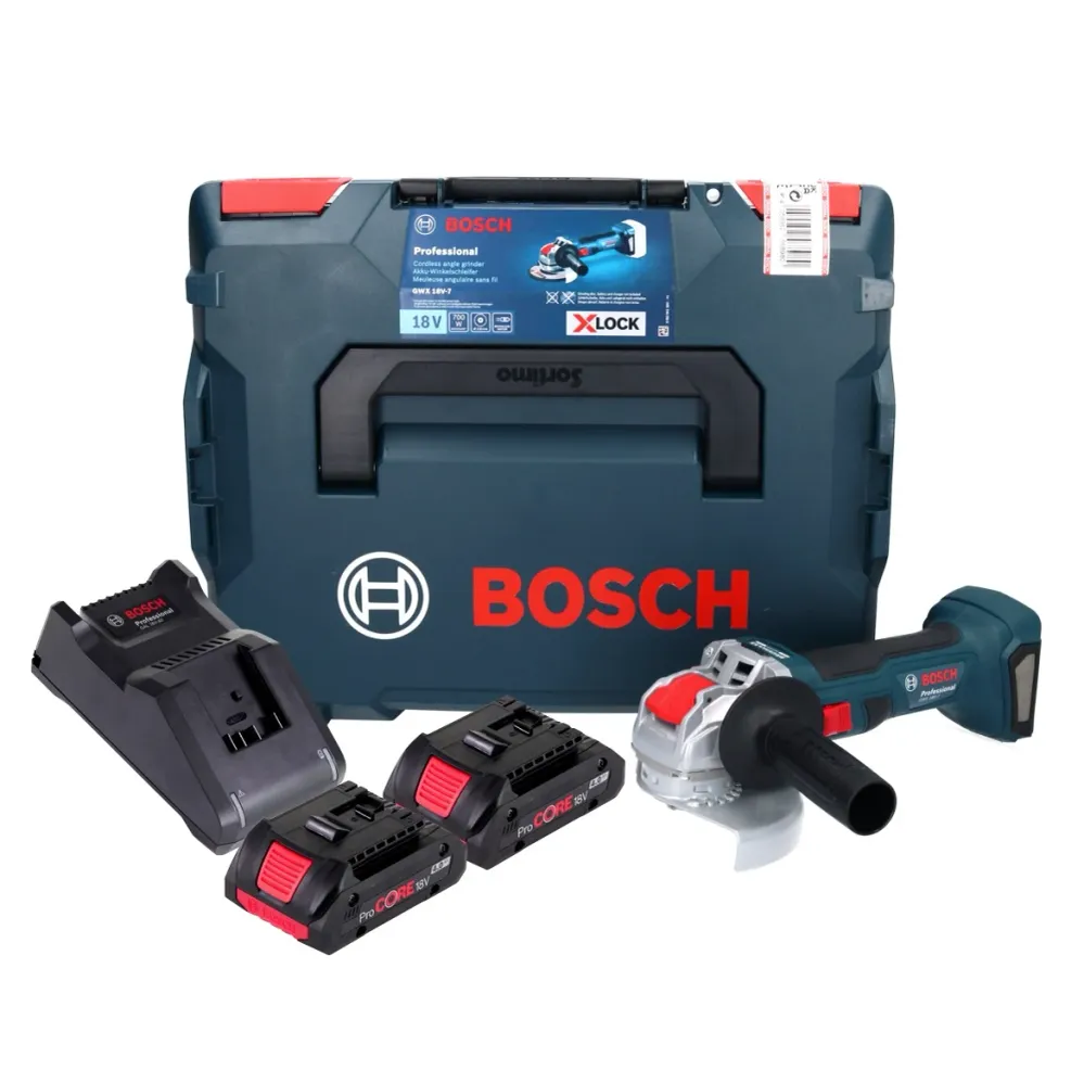 Bosch GWX 18V-7 Profesjonalna akumulatorowa szlifierka kątowa 18 V 125 mm bezszczotkowa X-LOCK + 2x akumulator ProCORE 4,0...