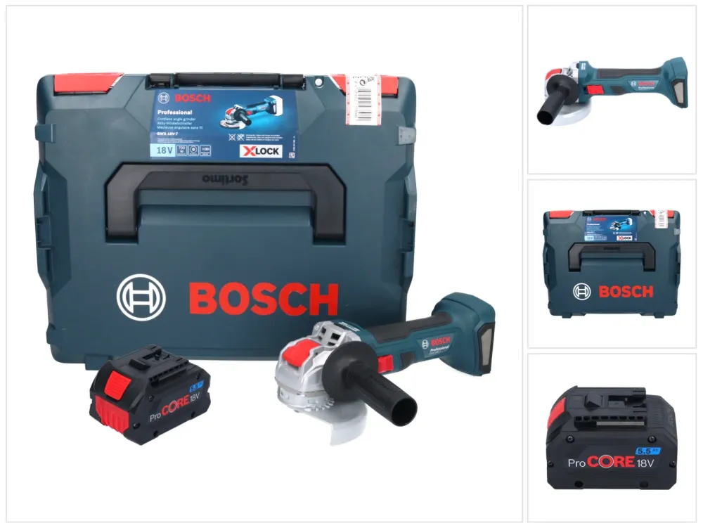 Bosch GWX 18V-7 Profesjonalna akumulatorowa szlifierka kątowa 18 V 125 mm bezszczotkowa X-LOCK + 1x akumulator ProCORE 5,5...