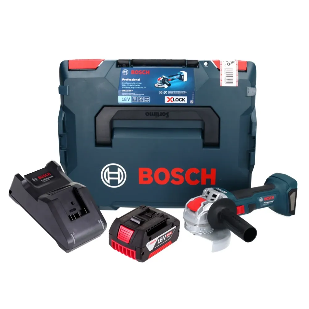 Bosch GWX 18V-7 Profesjonalna akumulatorowa szlifierka kątowa 18 V 125 mm bezszczotkowa X-LOCK + 1x akumulator 5,0 Ah + ła...