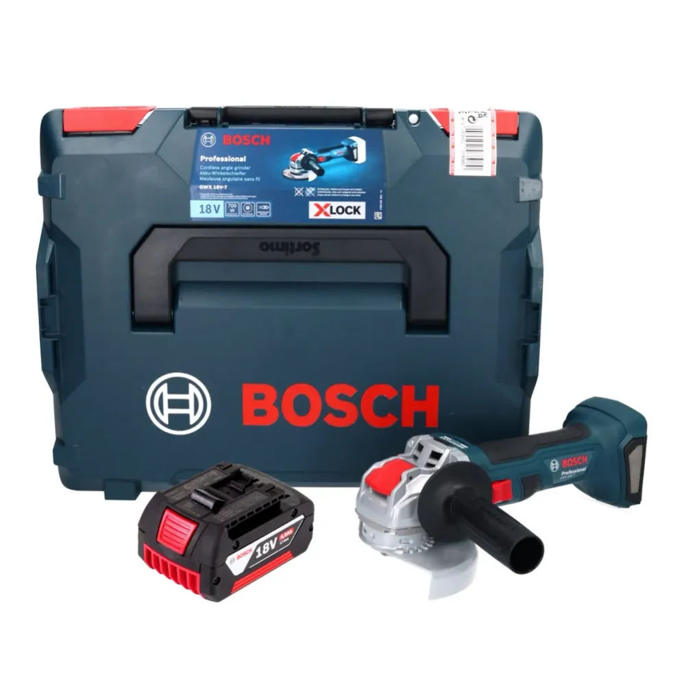 Bosch GWX 18V-7 Profesjonalna akumulatorowa szlifierka kątowa 18 V 125 mm bezszczotkowa X-LOCK + 1x akumulator 4,0 Ah + L-...