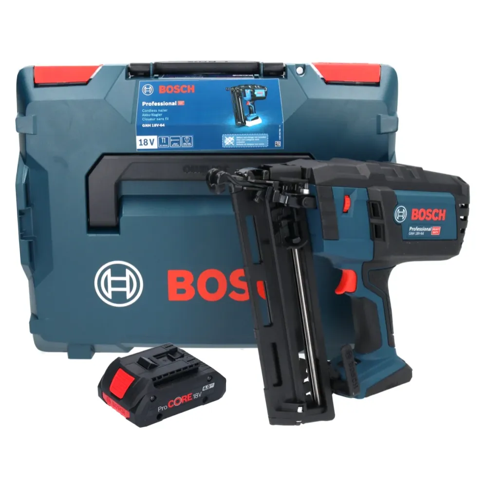 Gwoździarka akumulatorowa Bosch GNH 18V-64 18 V 64 mm 1,6 mm + 1x akumulator ProCORE 4,0 Ah + L-Boxx - bez ładowarki Bosch...