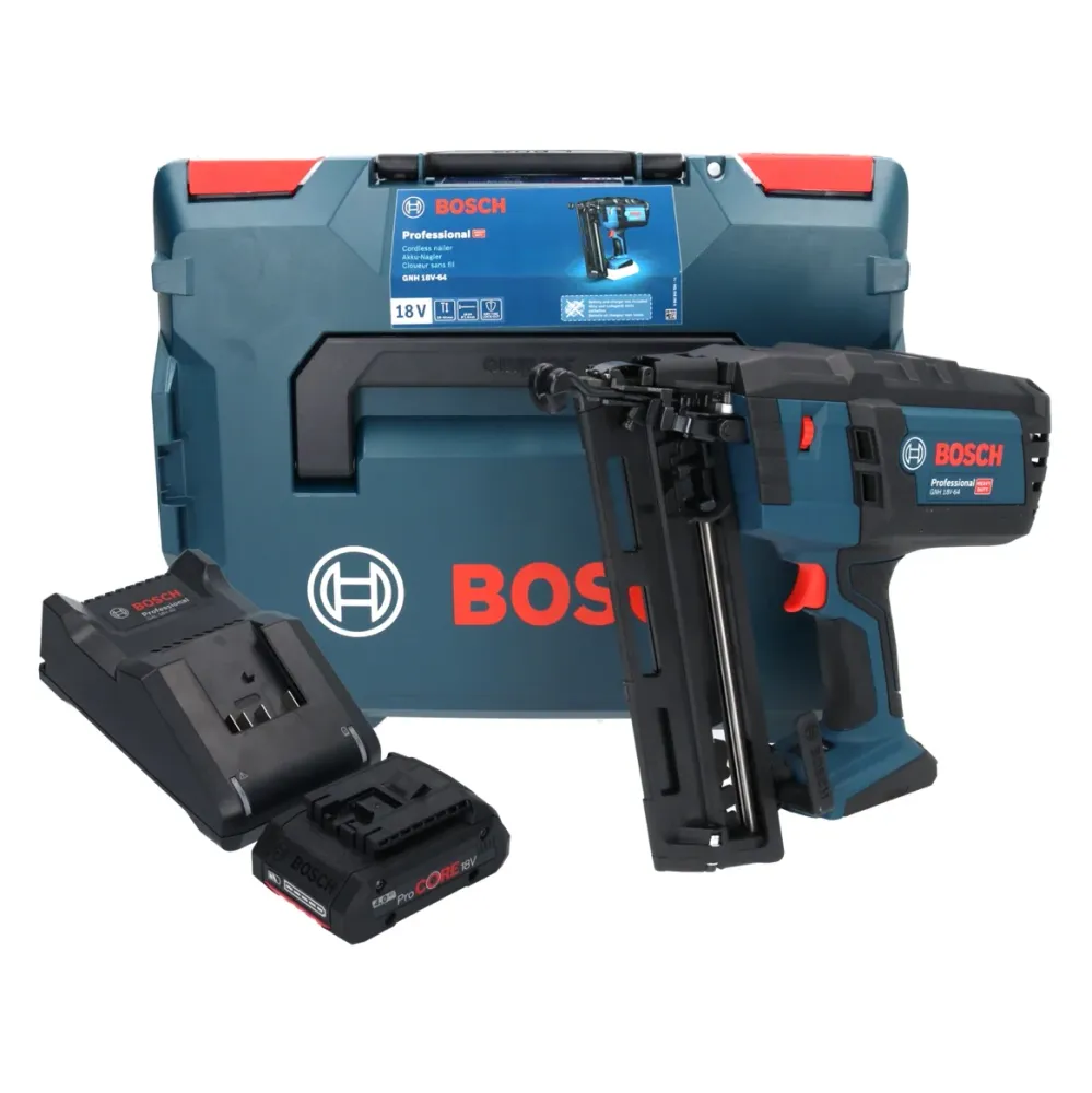Gwoździarka akumulatorowa Bosch GNH 18V-64 18 V 64 mm 1,6 mm + 1x akumulator ProCORE 4,0 Ah + ładowarka + L-Boxx Bosch Pro...